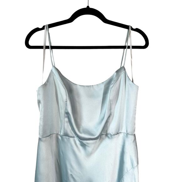 XSCAPE Women's Satin Midi Dress Asymmetrical Hem Light Blue Plus Size 14 Fairy - Picture 3 of 10